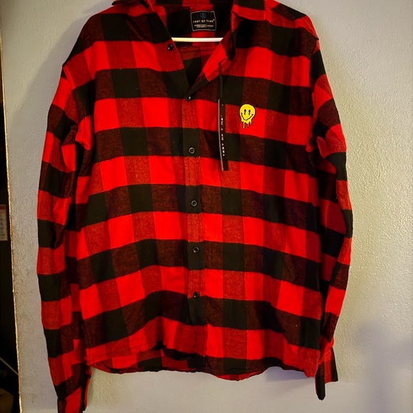 "Drip flannel" Plaid Women's Button Down Shirt - Picture 3 of 10